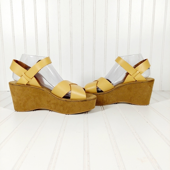 Rampage Leather Criss Cross Buckle Closure Platform Wedge Sandals A362 - Picture 7 of 12